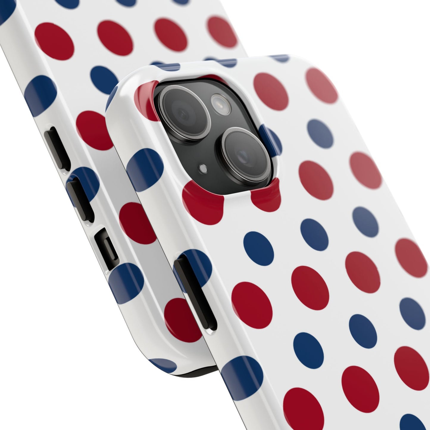 Patriotic Navy, White, and Red Polka Dot iPhone Case