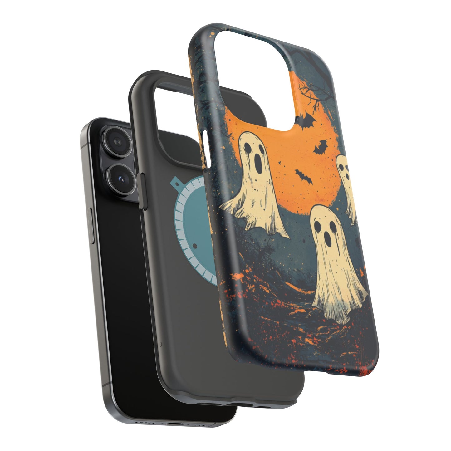 Haunted Ghosts & Full Moon MagSafe iPhone Case – Spooky Halloween Design