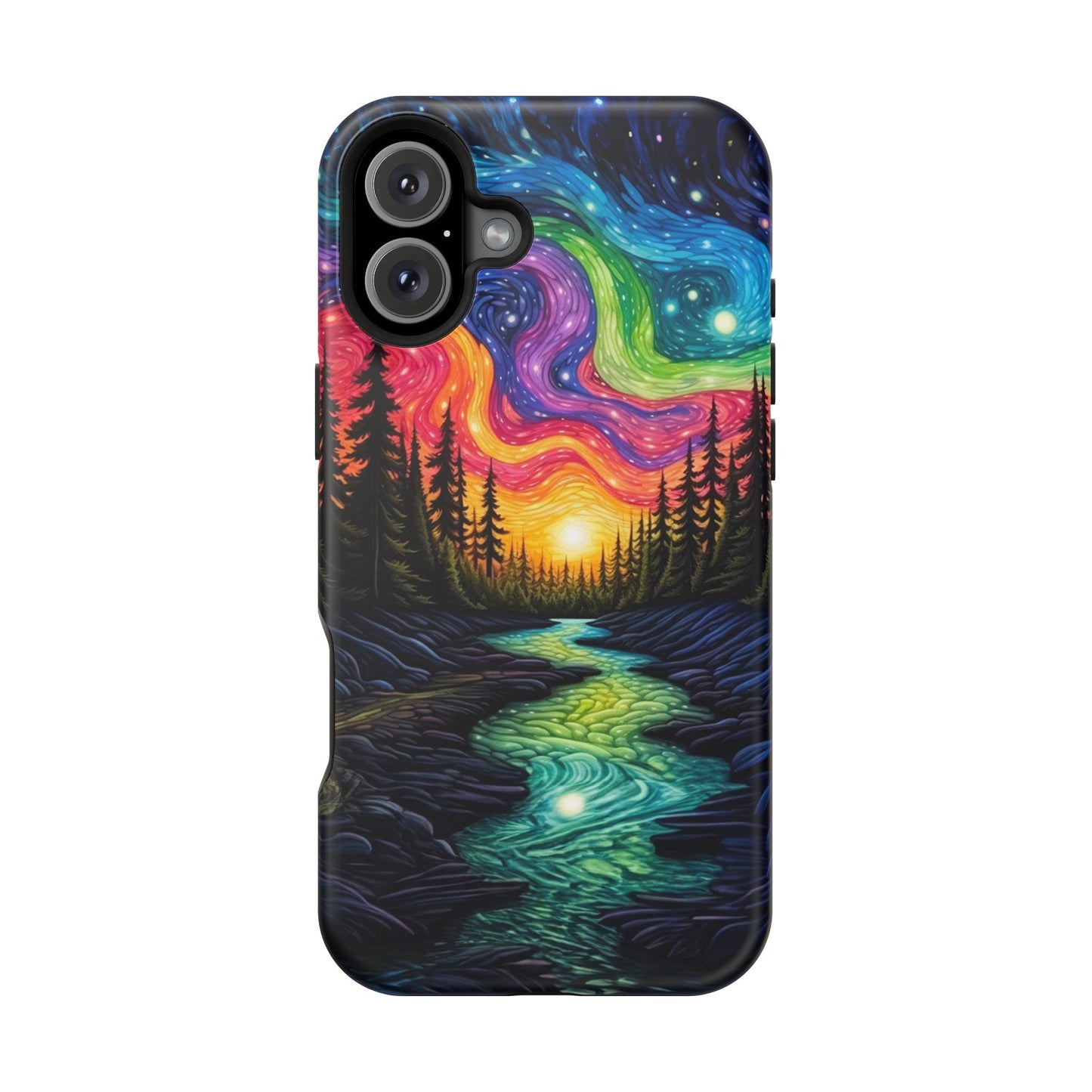 Celestial Nightscape MagSafe iPhone Case – Vibrant River and Starry Sky Design