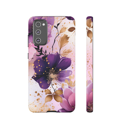 Elegant Purple & Gold Floral Samsung Galaxy Case - Luxe Flower Design