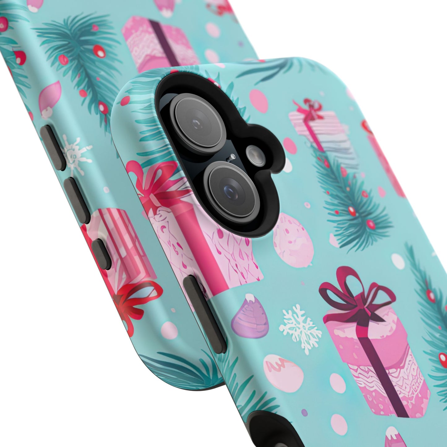 Festive Pink Christmas Gifts and Evergreen MagSafe iPhone Case – Holiday Theme, Protective Cover