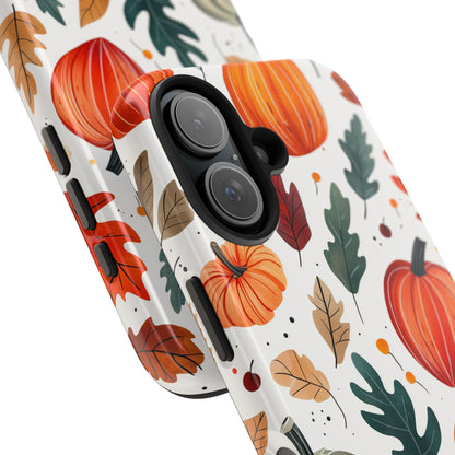 Autumn Harvest iPhone Case - Pumpkin and Fall Leaf Design