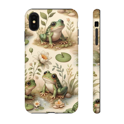 Cute Frogs Phone Case - Pond Pals Frolic - Charming Frog Lily Pad Phone Case for iPhone, Google & Samsung! Great Gift For Any Frog Lover!