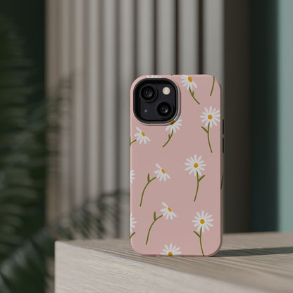 Daisy Delight Tough MagSafe iPhone Case – Cute Floral Design with Dual-Layer Protection