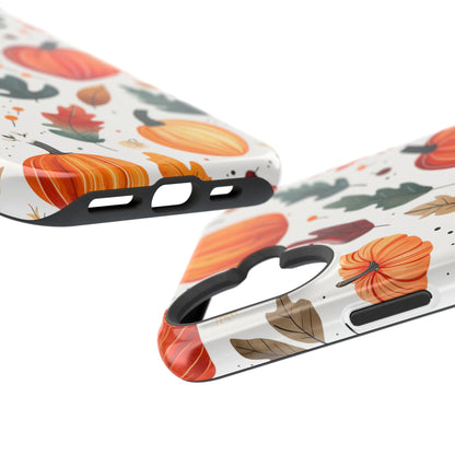 Autumn Harvest MagSafe iPhone Case - Pumpkin and Fall Leaf Design