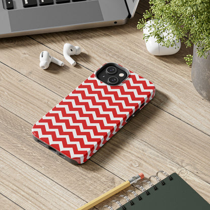 Bold Red & White Chevron – Modern Geometric iPhone Case