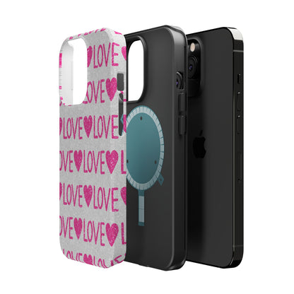 Pink Glitter Love Pattern – MagSafe iPhone Case