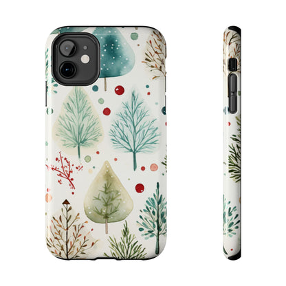 Watercolor Winter Trees iPhone Case – Nature-Inspired, Holiday Theme Protective Cover