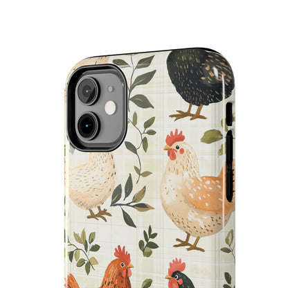 iPhone Case: Vintage Chicken Farmhouse Case – Rustic Leaves Design