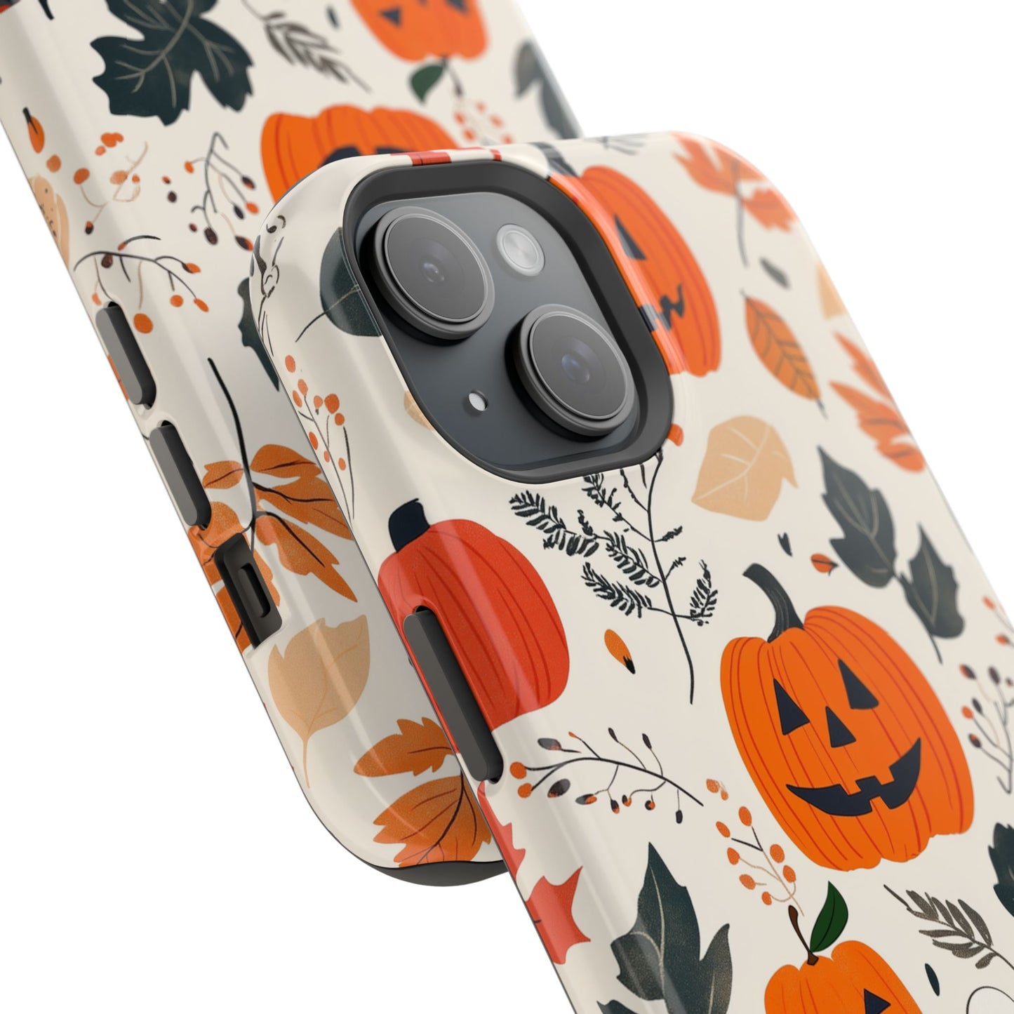 Spooky Pumpkin & Skeleton MagSafe iPhone Case – Halloween Jack-O'-Lantern Design