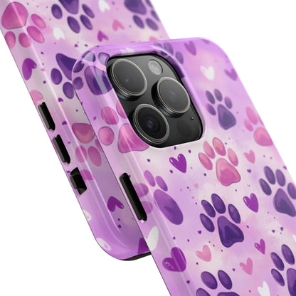 Purple Paw Print iPhone Case - Cute Pet-Themed Protective Cover