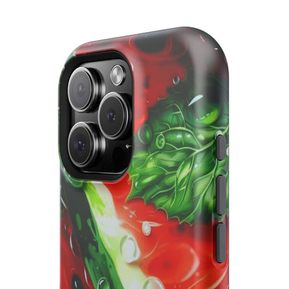 Juicy Watermelon & Mint MasSafe iPhone Case – Tough Dual-Layer, Vibrant Summer Design