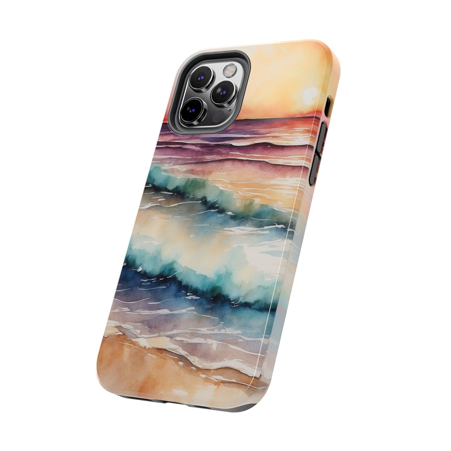 Sunset Waves iPhone Case – Vibrant Watercolor Design