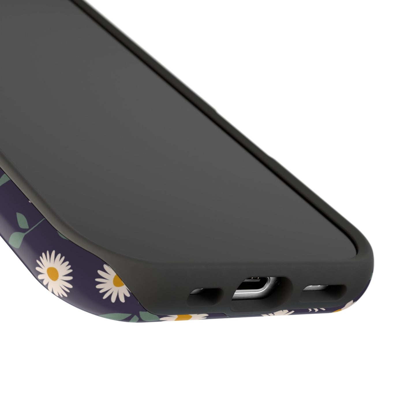 Midnight Daisy MagSafe iPhone Case – Dark Navy Floral Design, Slim and Protective