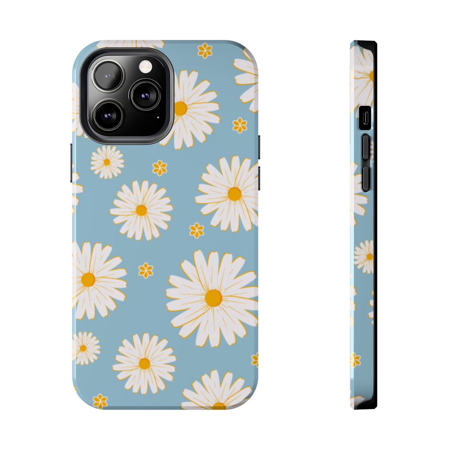 Bright Daisy iPhone Case – Light Blue Background, Shockproof and Slim Design - BOGO Cases