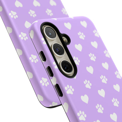 Lilac Paw Prints & Hearts – Samsung Galaxy Case