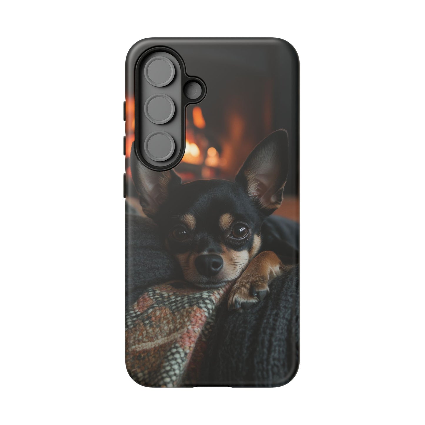 Cozy Chihuahua Fireplace Samsung Galaxy Case – Warm and Protective Design