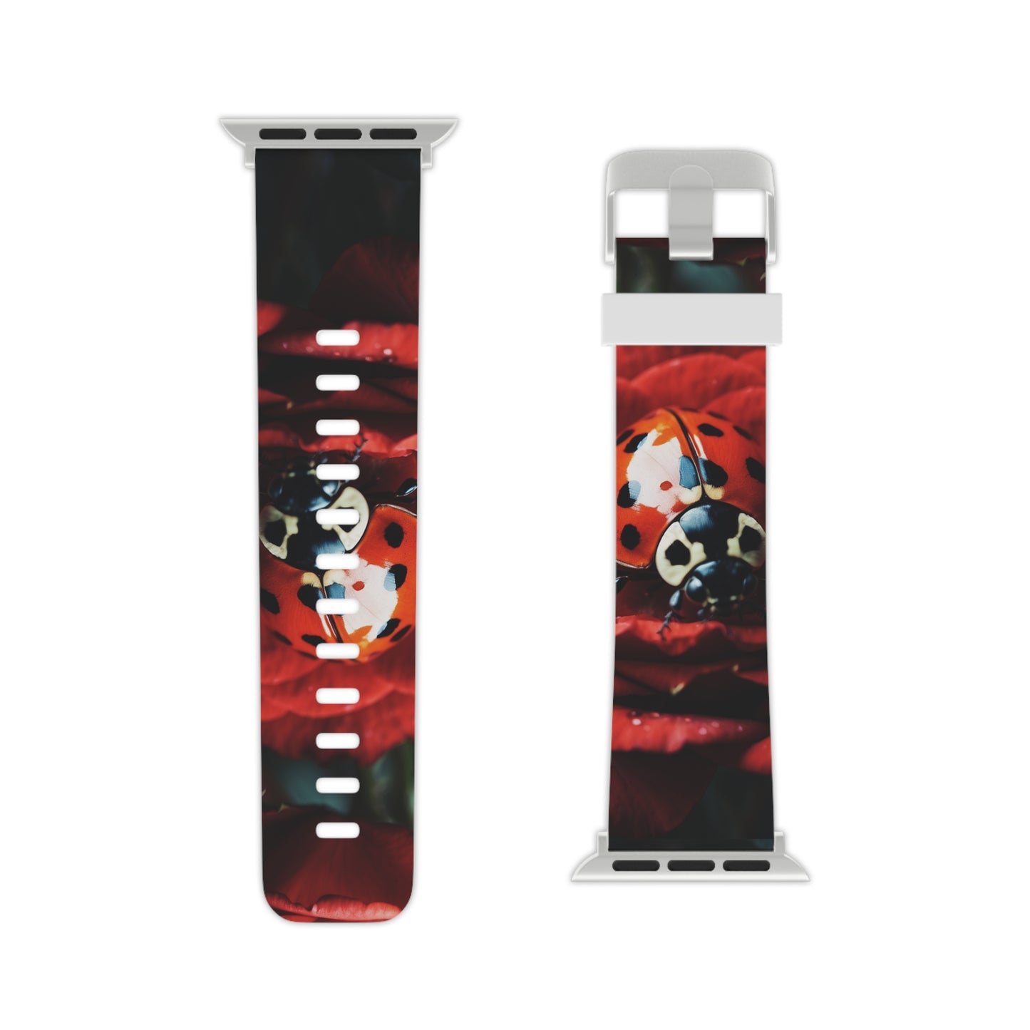 Elegant Rose & Ladybug Charm Apple Watch Band