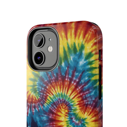 Retro Tie-Dye Swirl iPhone Case – Rainbow Spiral Design