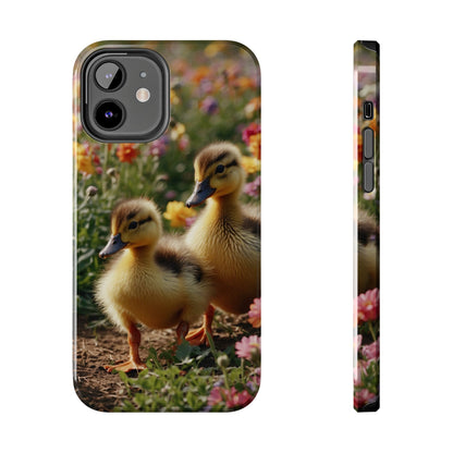 Charming Ducklings in Floral Garden - iPhone Case