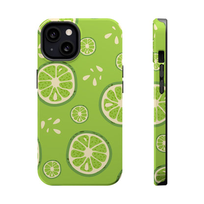 Zesty Lime Splash Tough MagSafe iPhone Case – Fresh Citrus Design, Dual-Layer Protection