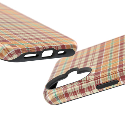 Retro Chic Plaid MagSafe iPhone Case in Red, Orange, Green & Cream – Vintage Design Meets Modern Tech