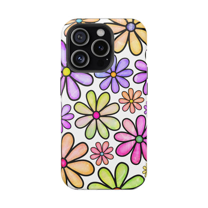 Pastel Daisy Dream MagSafe iPhone Case – Slim Profile, Glossy Finish