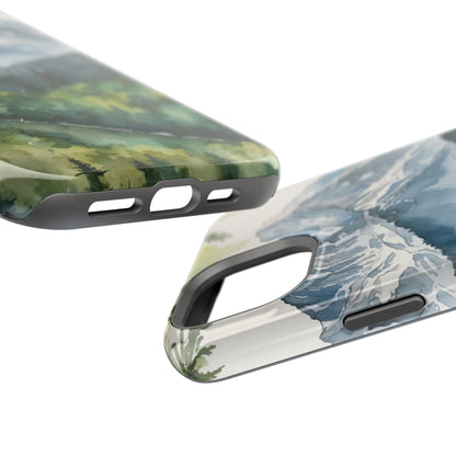 Watercolor Alpine Mountainscape - MagSafe iPhone Case