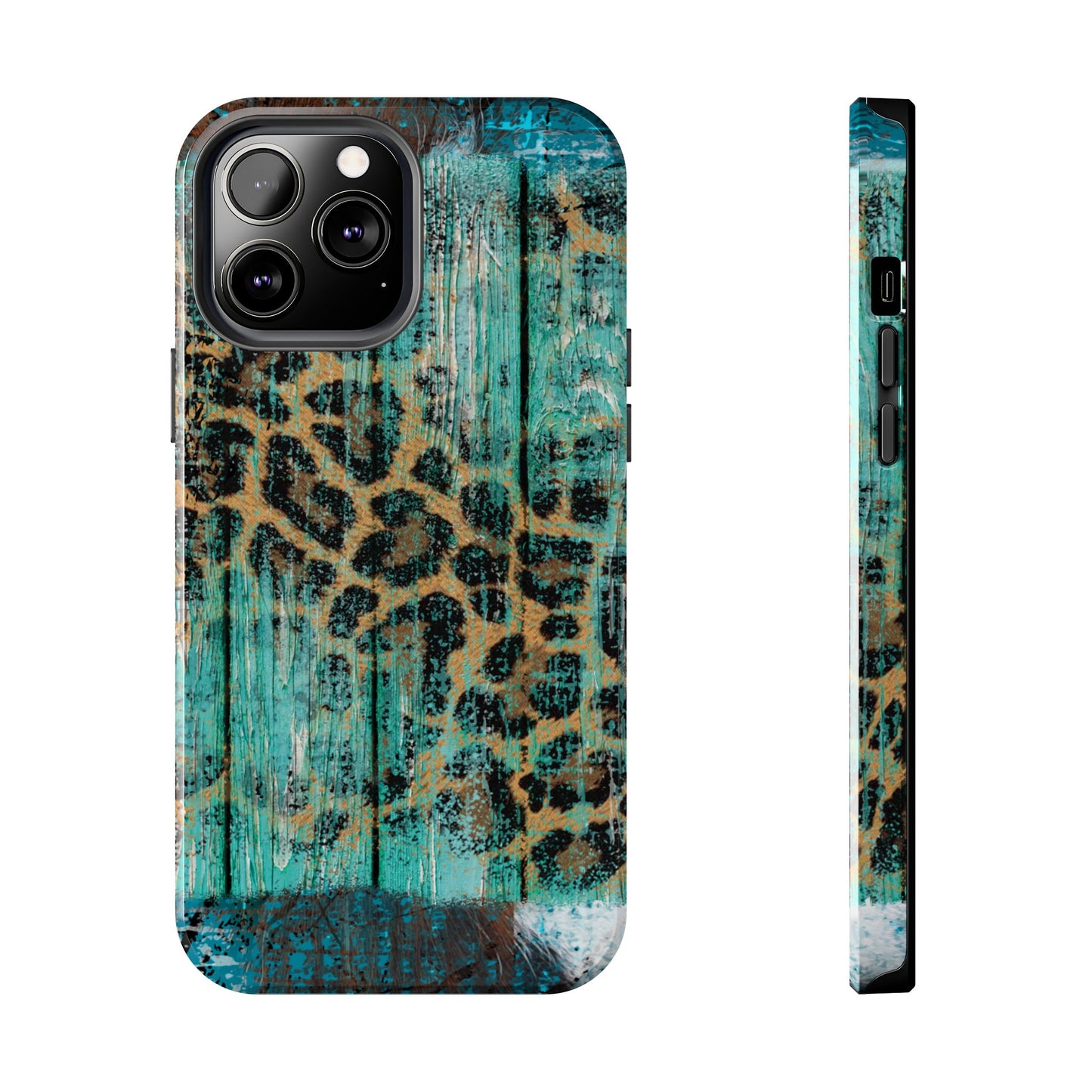 Turquoise Rustic Leopard Wood - iPhone Series Case