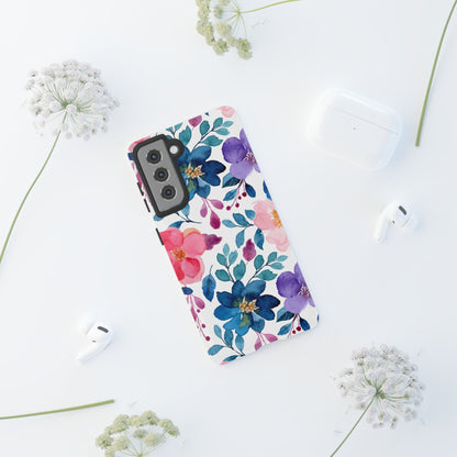 Mystic Bloom – Samsung Galaxy Case with Blue & Pink Watercolor Florals