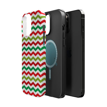 Vibrant Fiesta Chevron – Yellow Green, Green & Red Geometric MagSafe Case