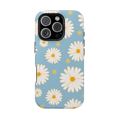 Bright Daisy MagSafe iPhone Case – Light Blue Background, Shockproof and Slim Design