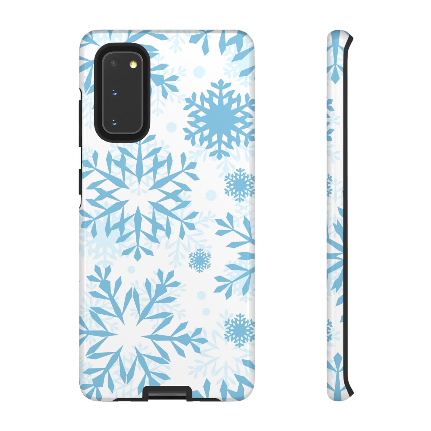 Frosty Blue Snowflakes Samsung Galaxy Case – Shockproof, Smooth Matte Finish, Dual-Layer Design