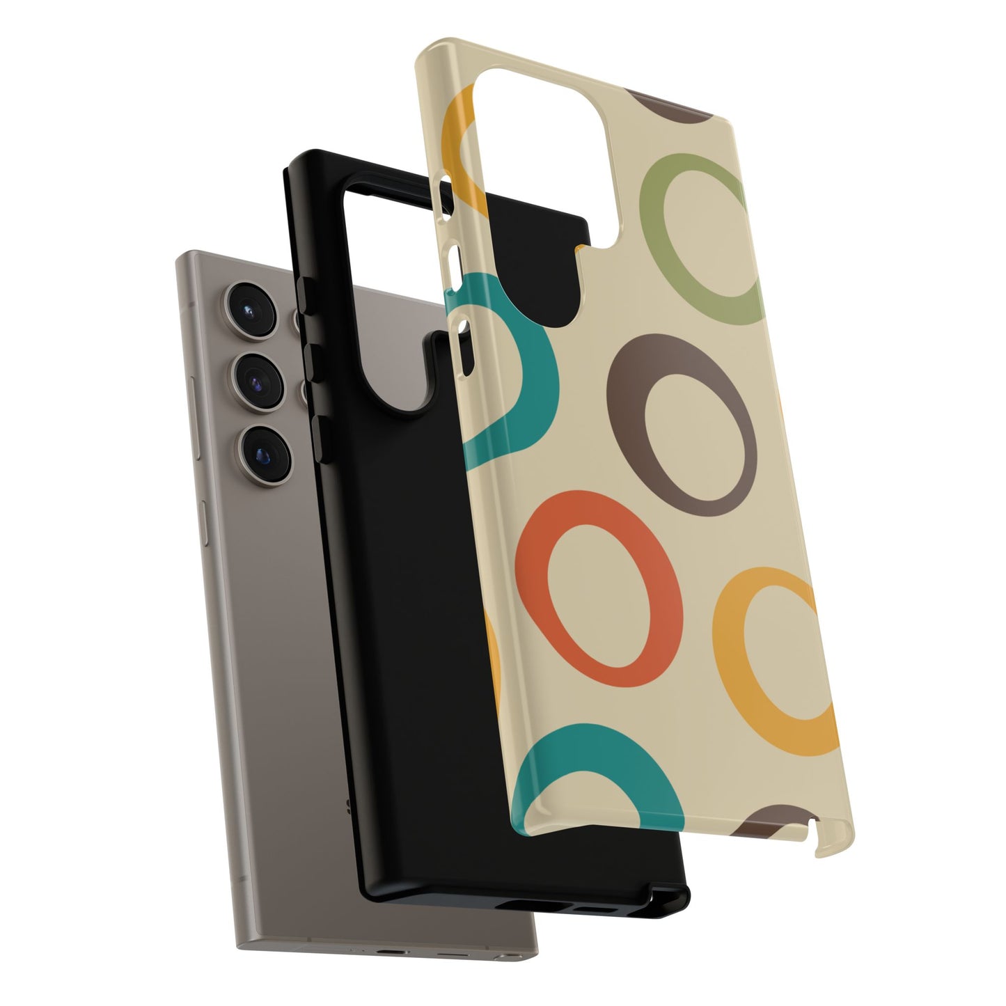 Retro Colorful Rings Samsung Galaxy Case – Shockproof, Matte Finish, Dual-Layer Protection