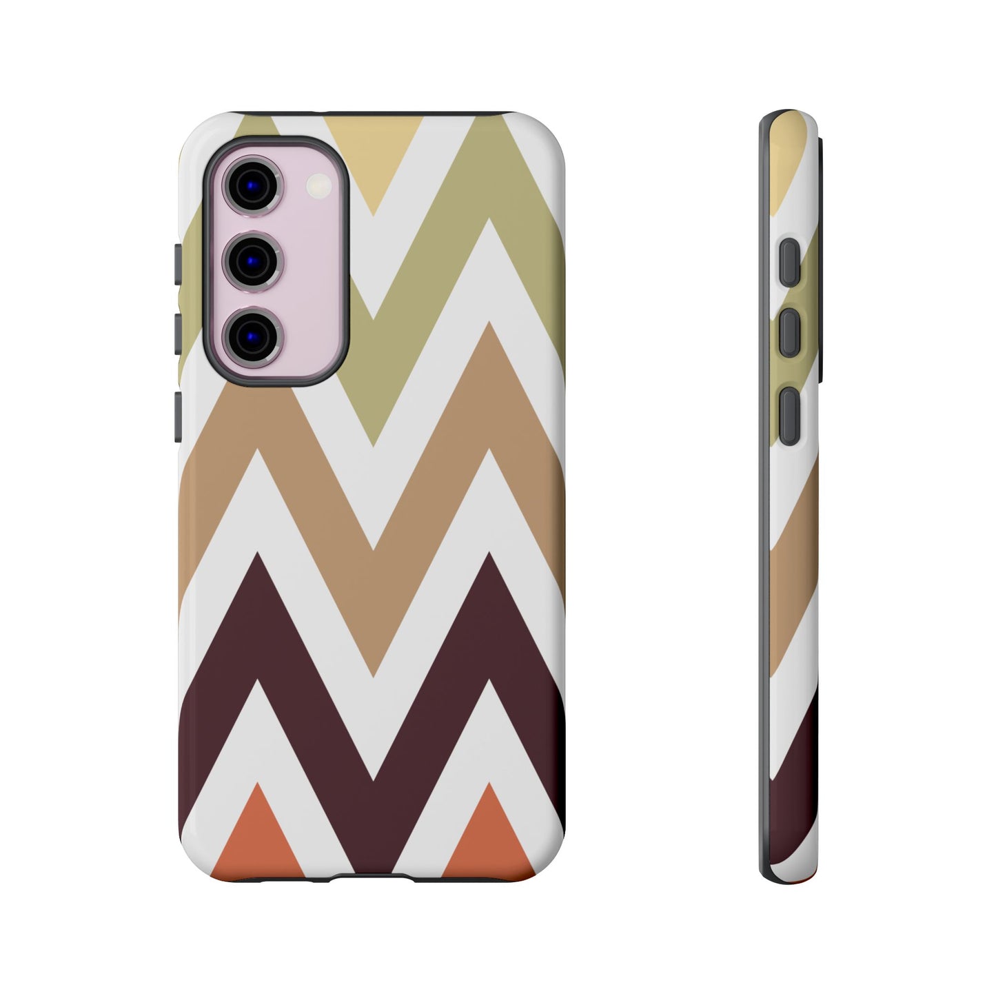 Earthy Chevron Samsung Galaxy Case – Boho-Inspired Design with Dual-Layer Protection