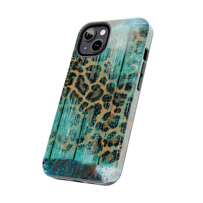 Turquoise Rustic Leopard Wood - iPhone Series Case