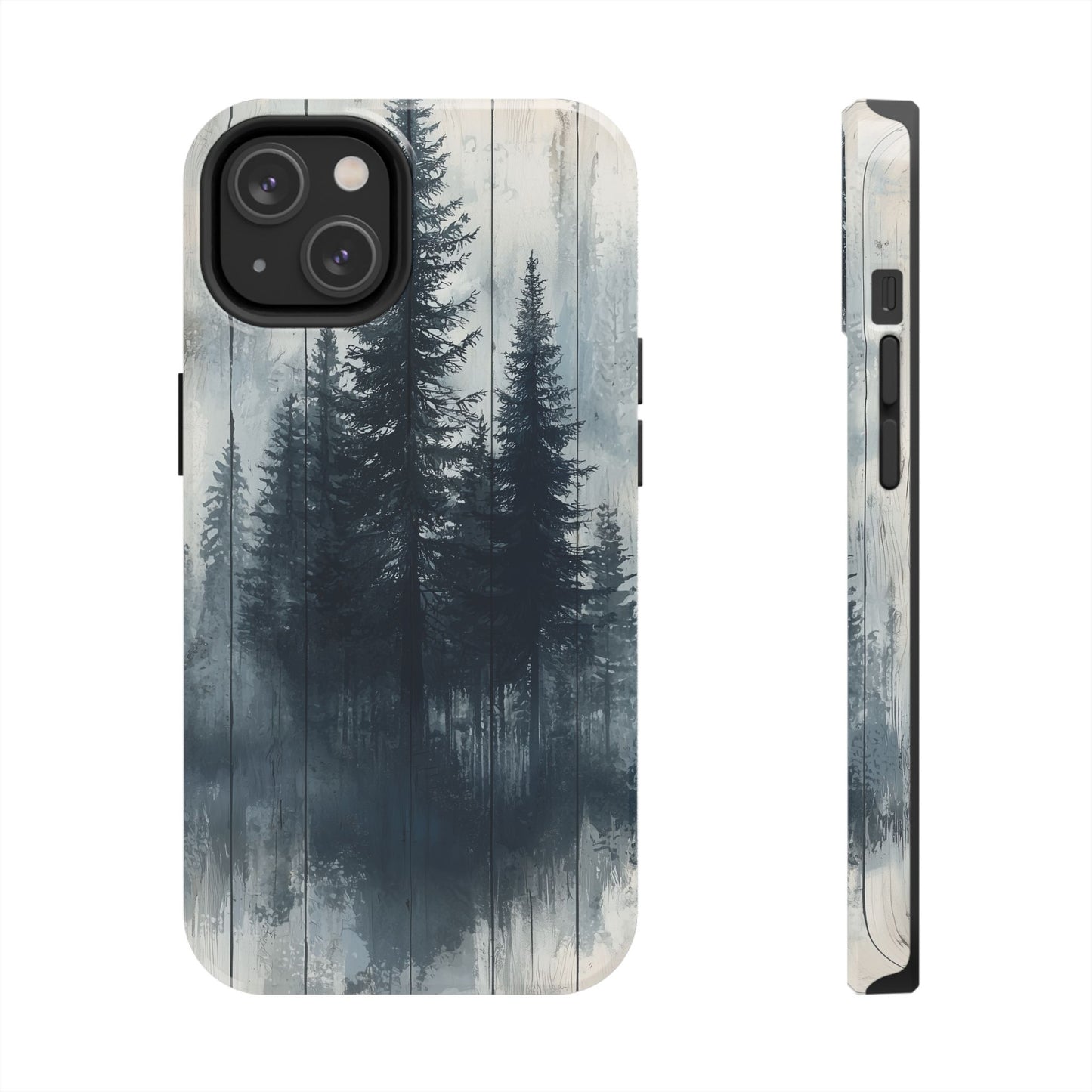 Rustic Pine Forest iPhone Case - Blue Toned Woodland Country Design