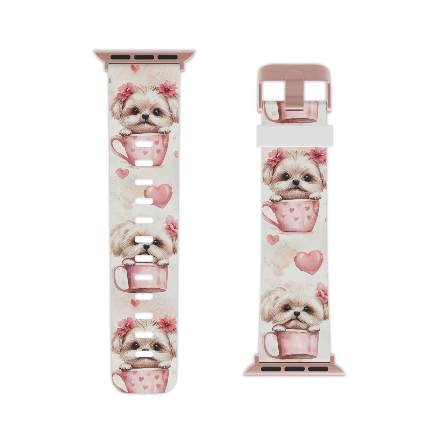 Floral Puppy in Teacup Apple Watch Band