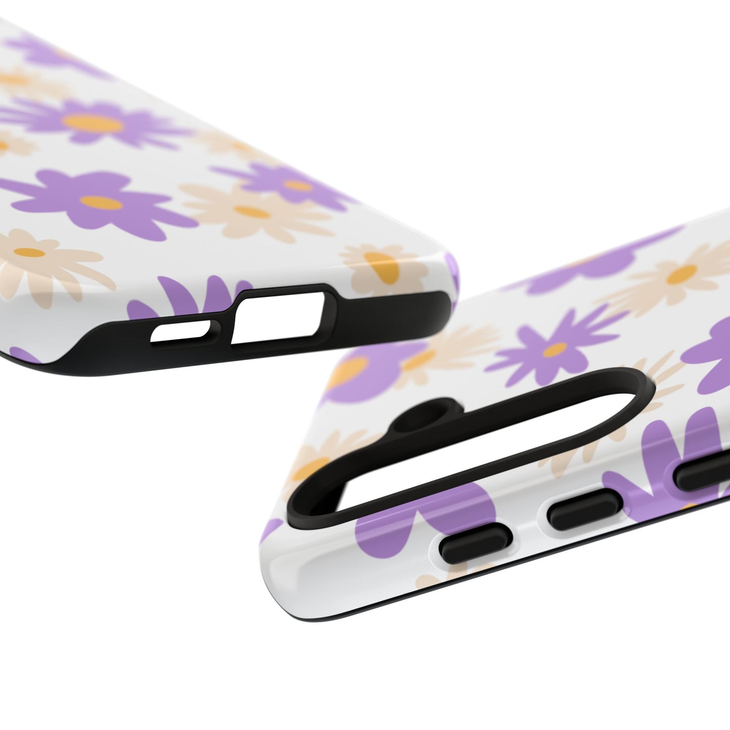 Retro Daisy Flower Samsung Galaxy Case – Pastel Purple & Cream Floral Design with Matte Finish