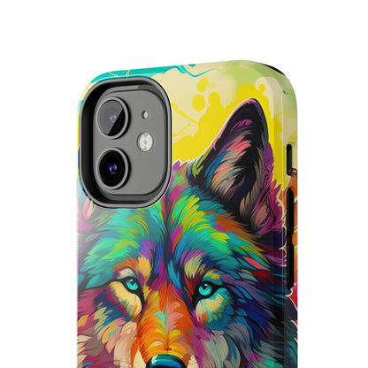 Rainbow Wolf in Bloom – iPhone Case with Vivid Nature Design