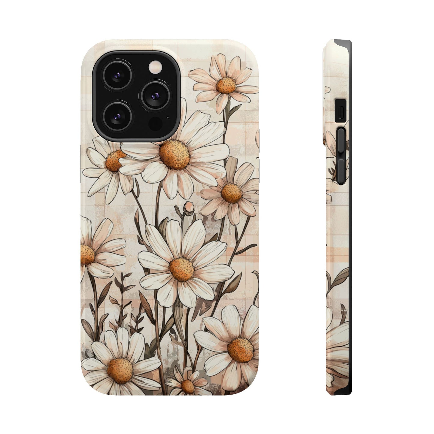 Pastel Daisy MagSafe iPhone Case - Elegant Floral Protective Cover