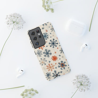 Rustic Orange and Blue Snowflake Pattern – Samsung Galaxy Series Case