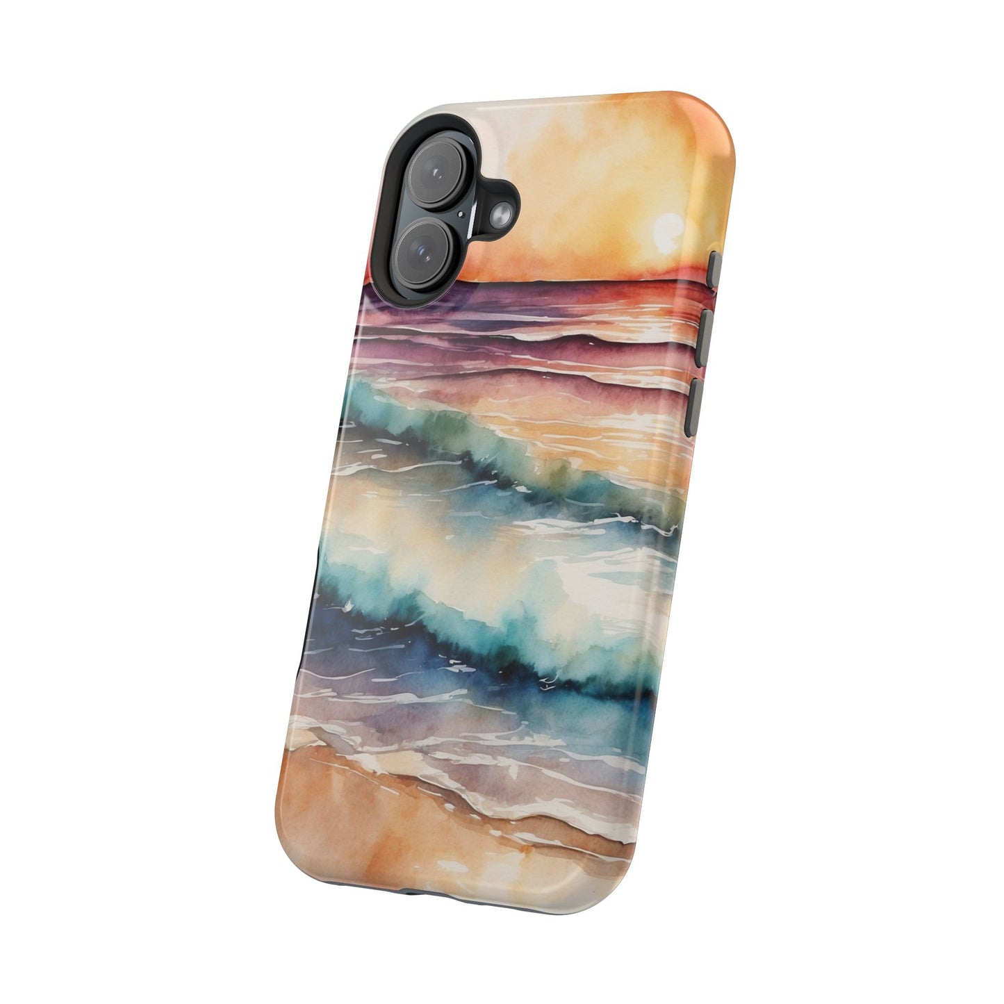 Sunset Waves MagSafe iPhone Case – Vibrant Watercolor Design