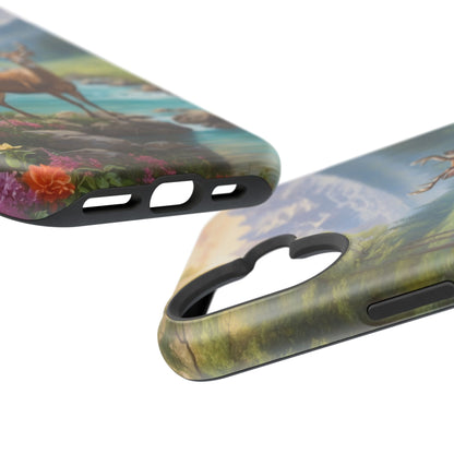 Alpine Serenity – Stag in Mountain Bliss MagSafe iPhone Cases