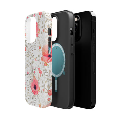 Pink Floral Watercolor MagSafe iPhone Case – Elegant Blossom Design with Magnetic Compatibility