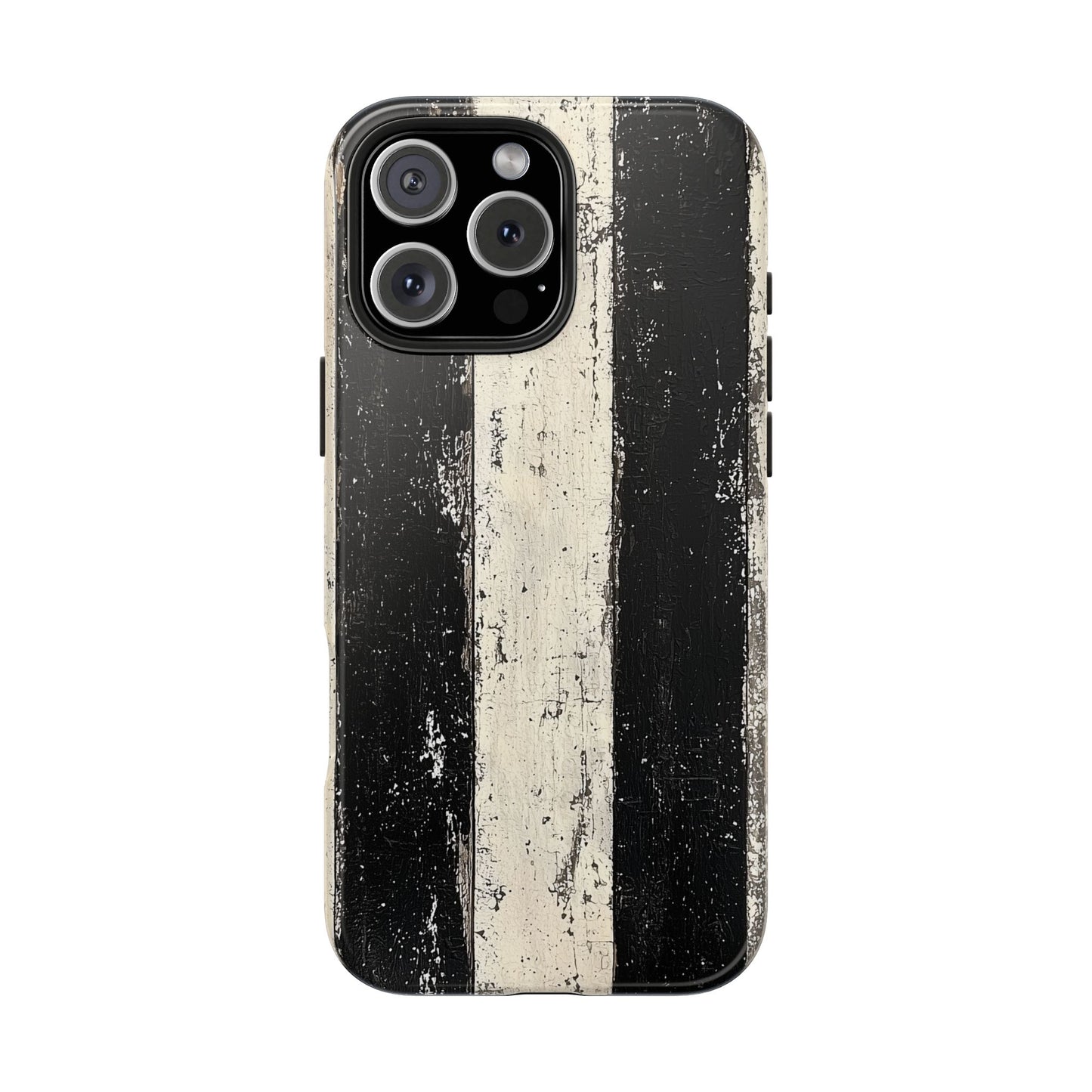 Vintage Vertical Stripe iPhone Case - Black & White Grunge Design - BOGO Cases