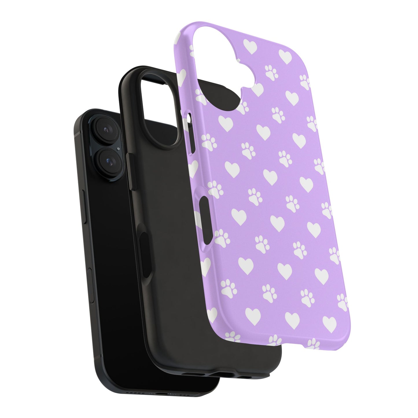 Lilac Paw Prints & Hearts – iPhone Case