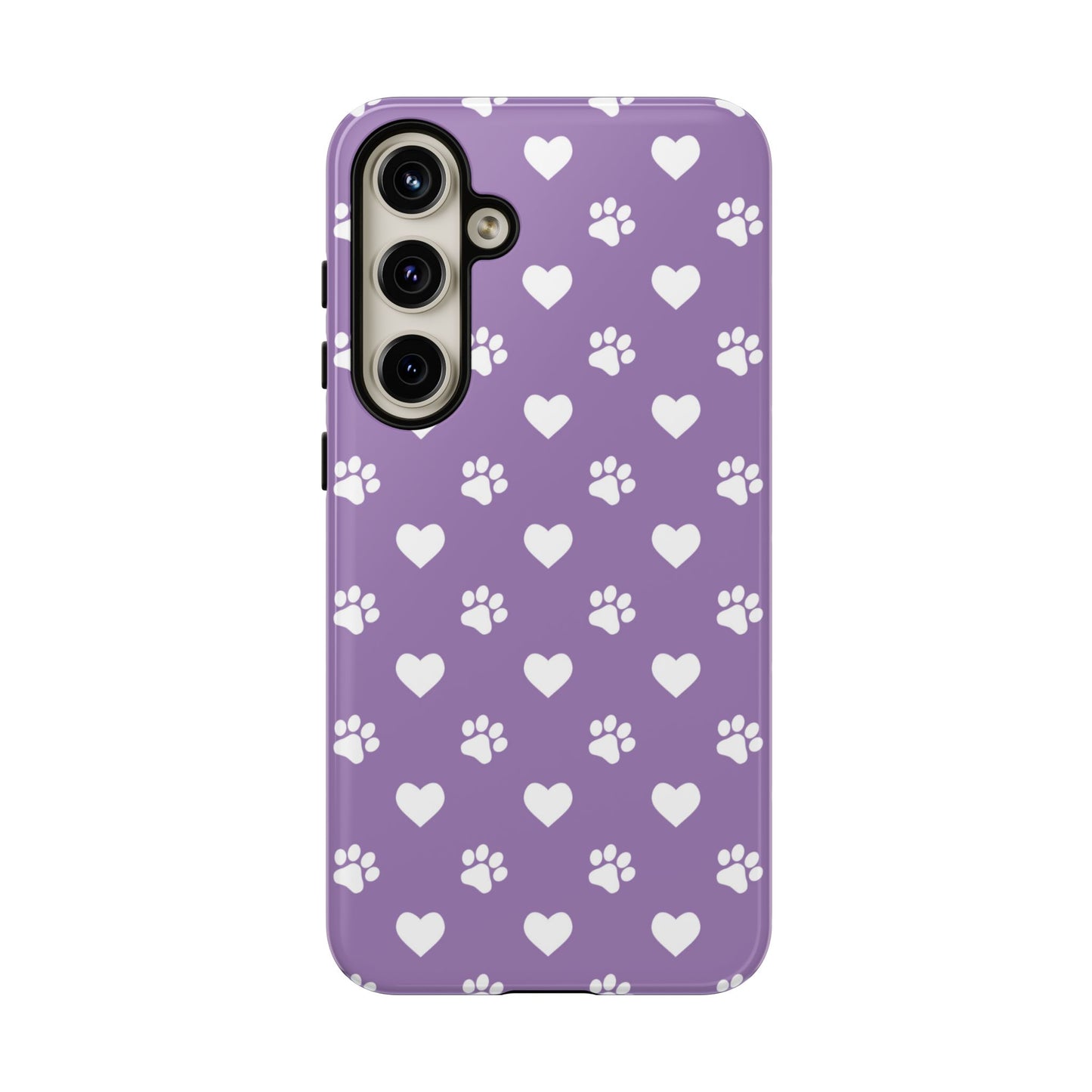 Lavender Paw Prints & Hearts Design - Adorable Pet Lover Samsung Galaxy Case