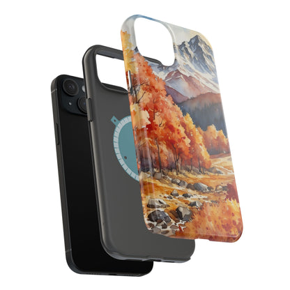 Watercolor Autumn Forest and Mountains - MagSafe iPhone Case