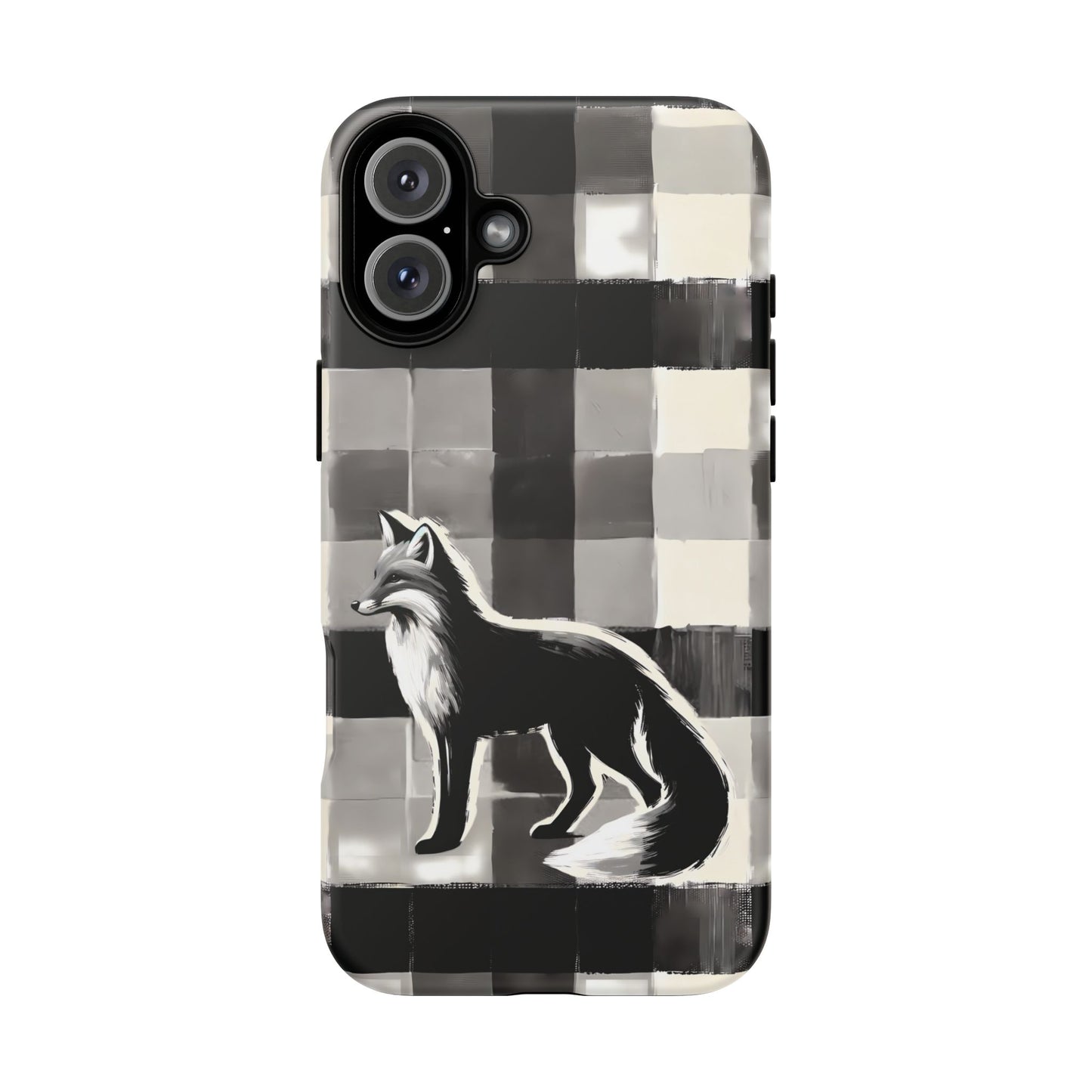 Black White Fox Phone Case - Monochrome Mystique